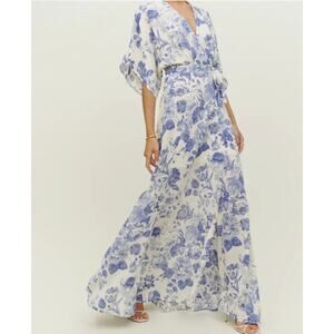 Reformation Women’s Winslow True Wrap Lucerne Blue Floral Dress size XS